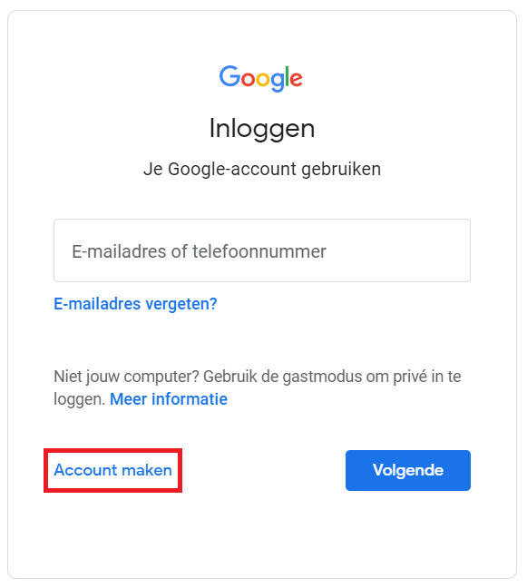 Hoe maak ik een Google account aan met mijn eigen emailadres NCWebsites